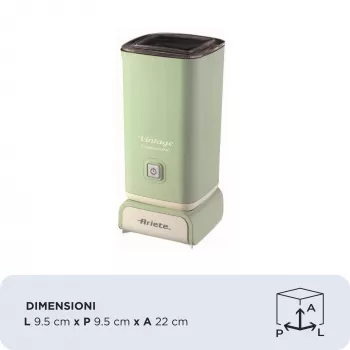 Ariete 2878 Vintage pieno putotojas – karšto ir šalto pieno putotojas – kapučinas, šokoladas, liofilizuoti gėrimai – 500 W – žalias