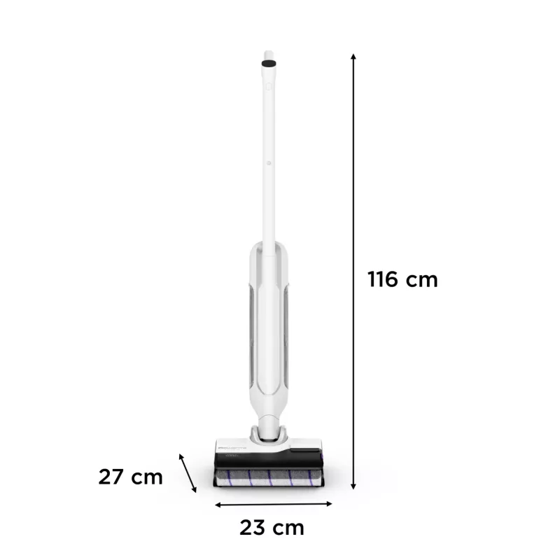 “Rowenta X Clean 10” 2-in-1 vertikalus dulkių siurblys, baterija, sausam ir šlapiam valymui, be maišelio, 200 W, sidabrinis, baltas