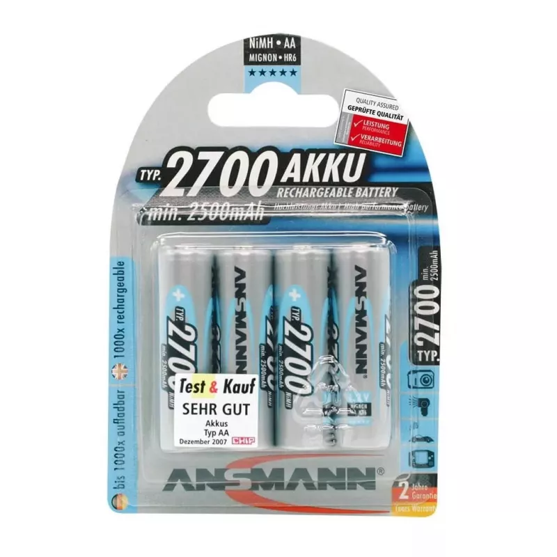Baterija AA HR6 Ansmann lizdinė pakuotė 4 x akumuliatorius 2700mAh