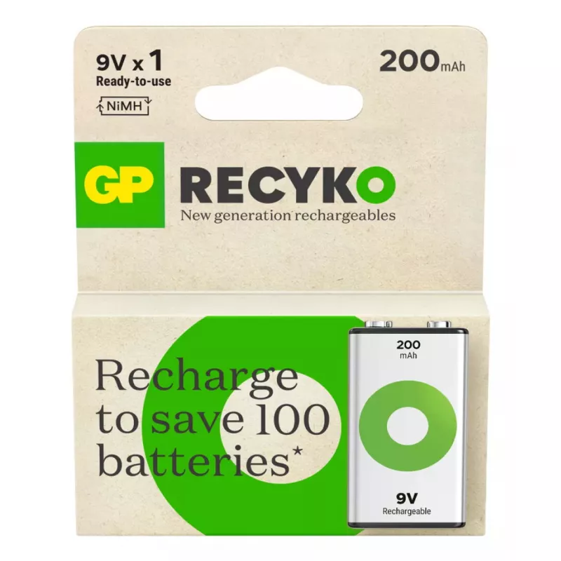 Įkraunama baterija GP baterijos ReCyko Pro GPRCK20R8H150C1 9V NiMH 42,5 g