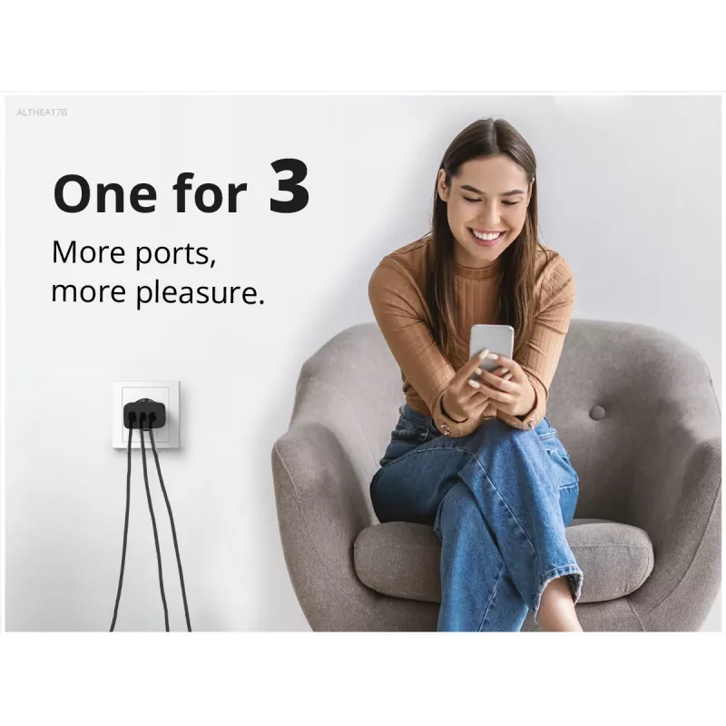 Conceptronic 3 prievadų 67 W GaN USB PD įkroviklis su USB-C įkrovimo kabeliu, USB-C x 2, USB-A x 1, QC 3.0, PPS