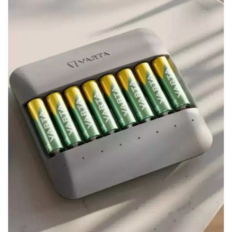 Baterijų įkroviklis Varta Eco Charger Multi — USB, NiMH AA/AAA, įkrauna iki 8 baterijų (2100 mAh, 1 h), pilkas