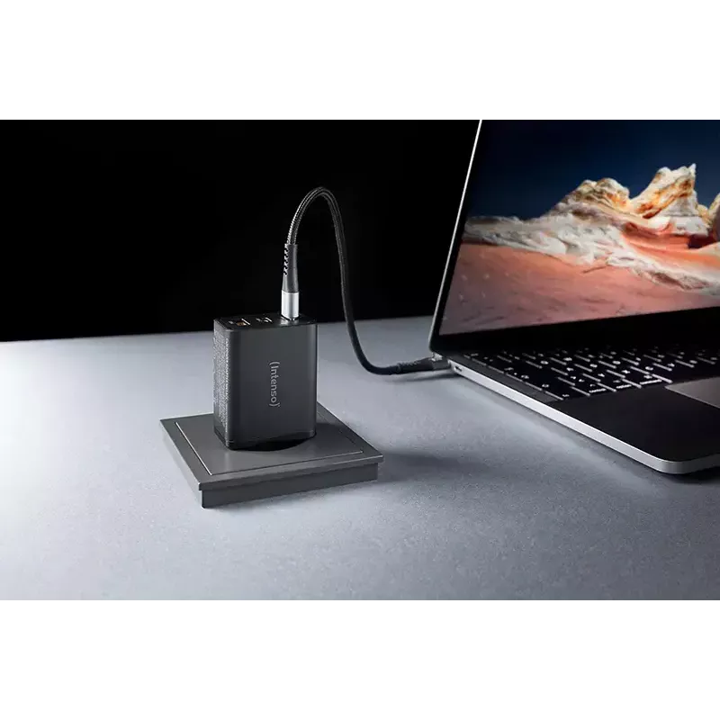 Maitinimo adapteris Intenso W65ACC USB-A ir USB-C prievadai juodas