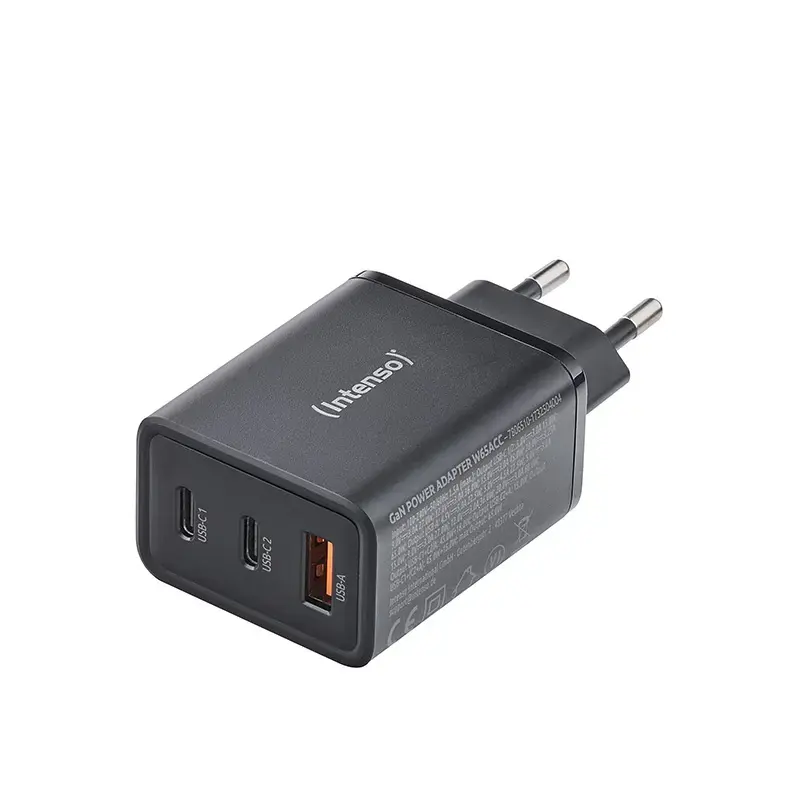 Maitinimo adapteris Intenso W65ACC USB-A ir USB-C prievadai juodas