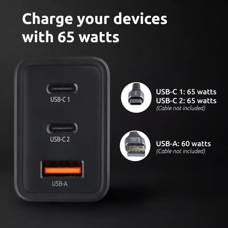 Maitinimo adapteris Intenso W65ACC USB-A ir USB-C prievadai juodas