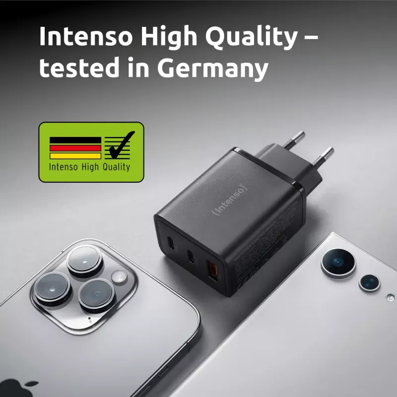 Maitinimo adapteris Intenso W65ACC USB-A ir USB-C prievadai juodas