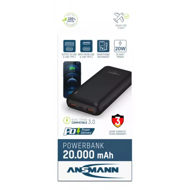 Nešiojama baterija Ansmann PB320PD 20000 mAh