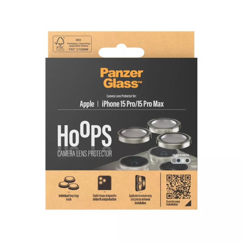 PanzerGlass ® Hoops® Metal Camera Lens Protector Natural iPhone 15 Pro | 15 Pro Max