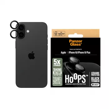 PanzerGlass® Hoops® keraminis fotoaparato lęšių apsauginis stiklas iPhone 16 | 16 Plus