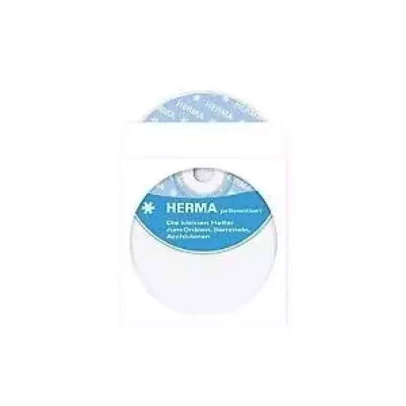 Sleeve case HERMA CD/DVD kišenės iš popieriaus baltos su lipniu tašku 100 vnt.