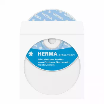 Sleeve case HERMA CD/DVD kišenės iš popieriaus baltos su lipniu tašku 100 vnt.