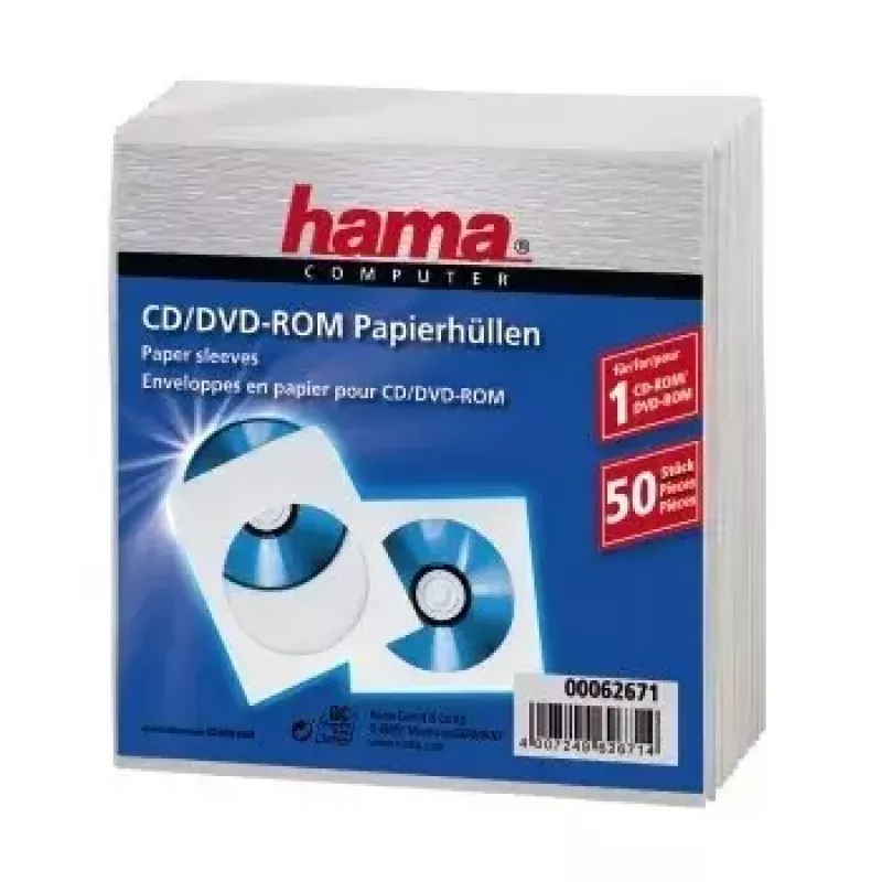 Hama CD-ROM popieriniai įdėklai 50, balti 50 diskų