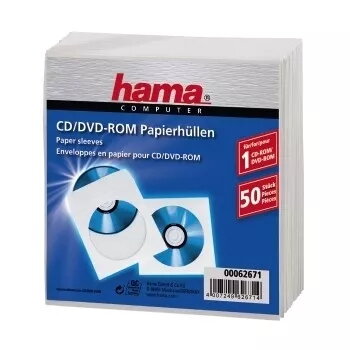 Hama CD-ROM popieriniai įdėklai 50, balti 50 diskų