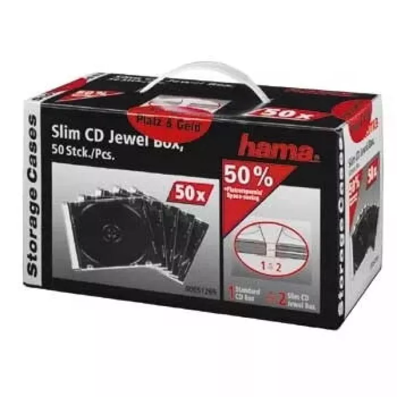 CD plonas Jewel Case Hama 51269 50 vnt. pakuotė 1 diskui permatoma