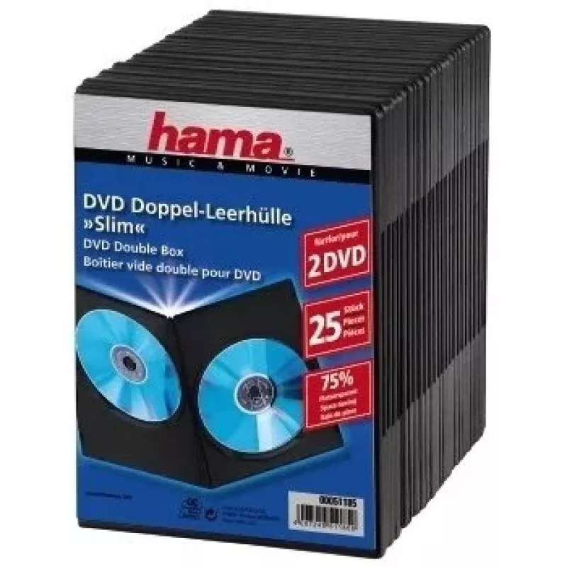 DVD plonas Double-Box Hama 51185 juoda 2 diskams
