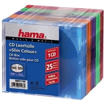 Hama CD plonų dėžučių rinkinys, 25 vnt., spalvotas 1 diskui įvairiaspalvis