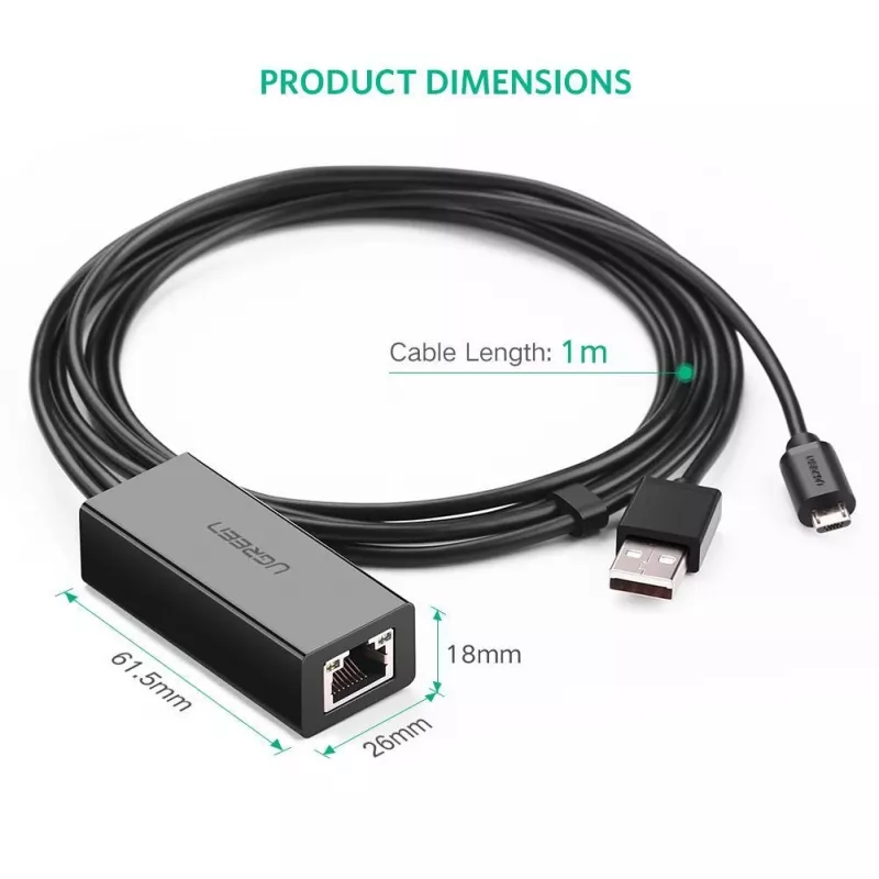 Tinklo plokštė Ugreen 30985 Ethernet laidinė USB sąsaja