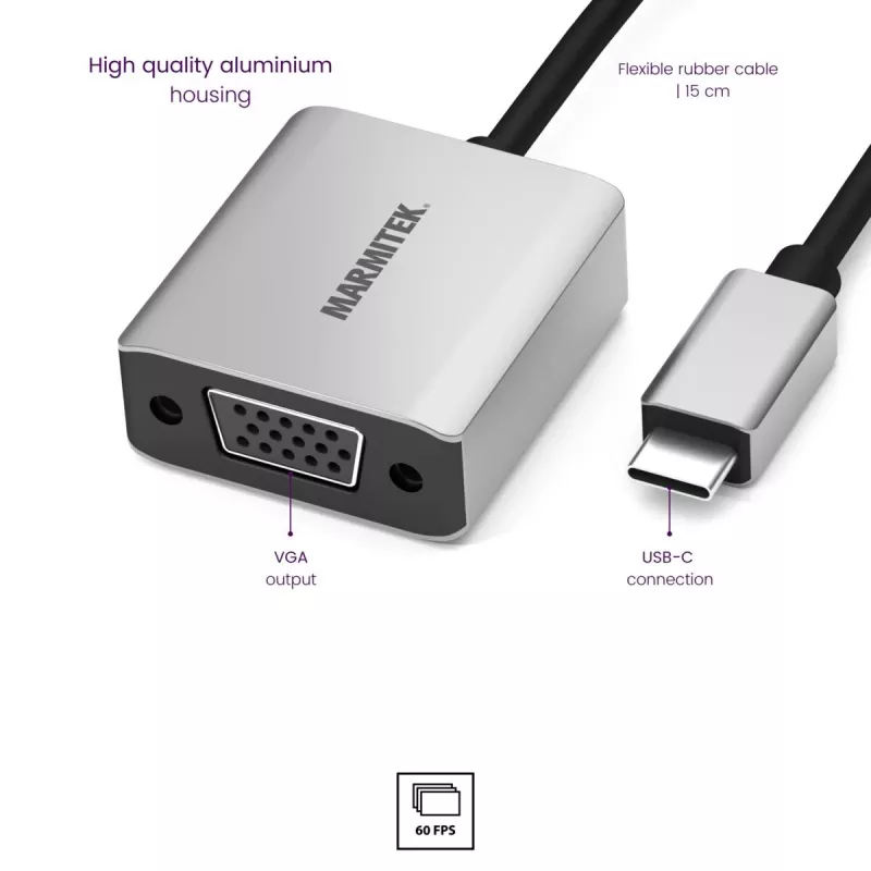 Marmitek Connect USB C prie VGA - USB-C prie VGA adapteris