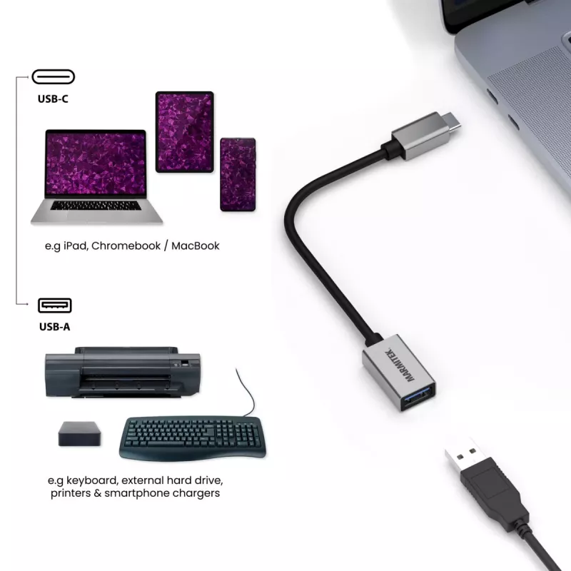 USB laidas Marmitek 08375 0,15 m USB 3.2 Gen 1 USB C USB A juoda sidabro