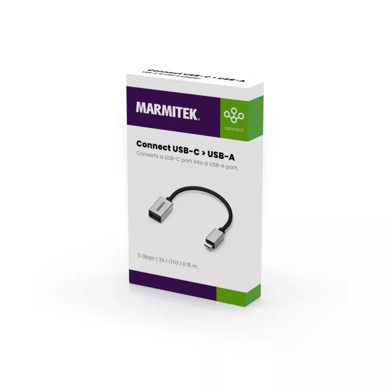 USB laidas Marmitek 08375 0,15 m USB 3.2 Gen 1 USB C USB A juoda sidabro