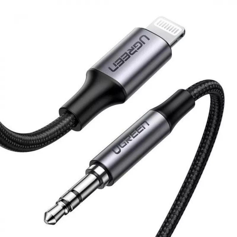 Ugreen 70509 mobiliojo telefono laidas, sidabrinis, 1 m, 3,5 mm, Lightning