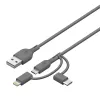 USB kabelis GP baterijos CY1N 1m USB A USB C/Micro-USB B/Lightning Pilka
