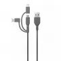 USB kabelis GP baterijos CY1N 1m USB A USB C/Micro-USB B/Lightning Pilka