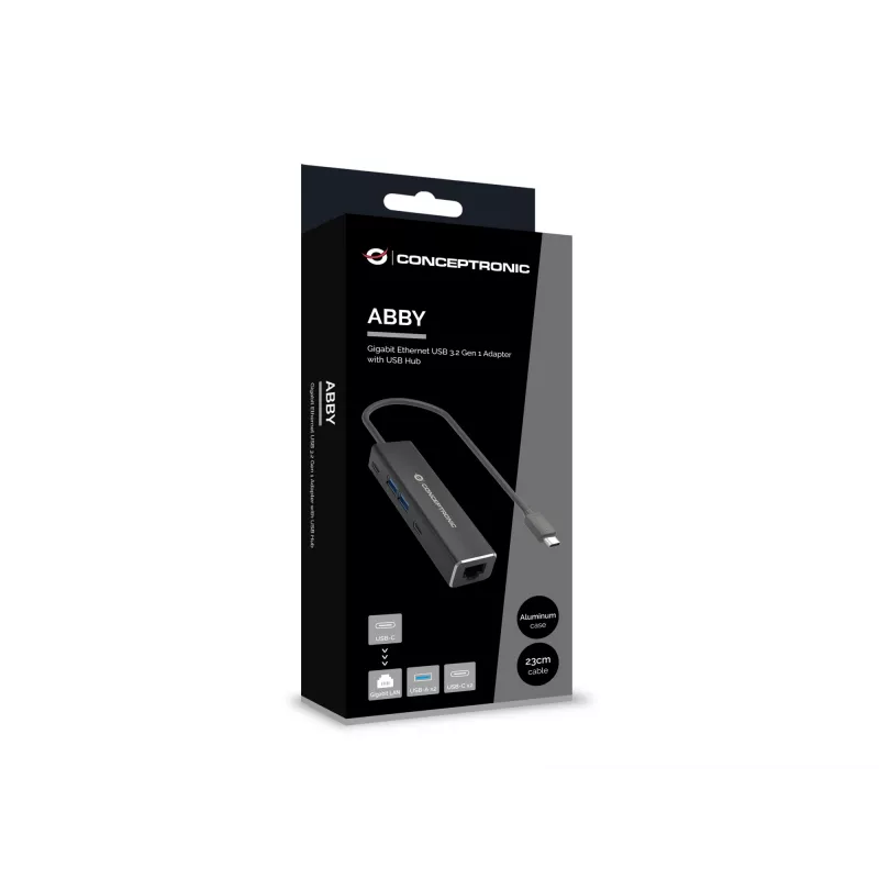 Conceptronic ABBY13B Gigabit Ethernet USB 3.2 Gen 1 adapteris su USB šakotuvu, GbE, USB-A x 2, USB-C x 2