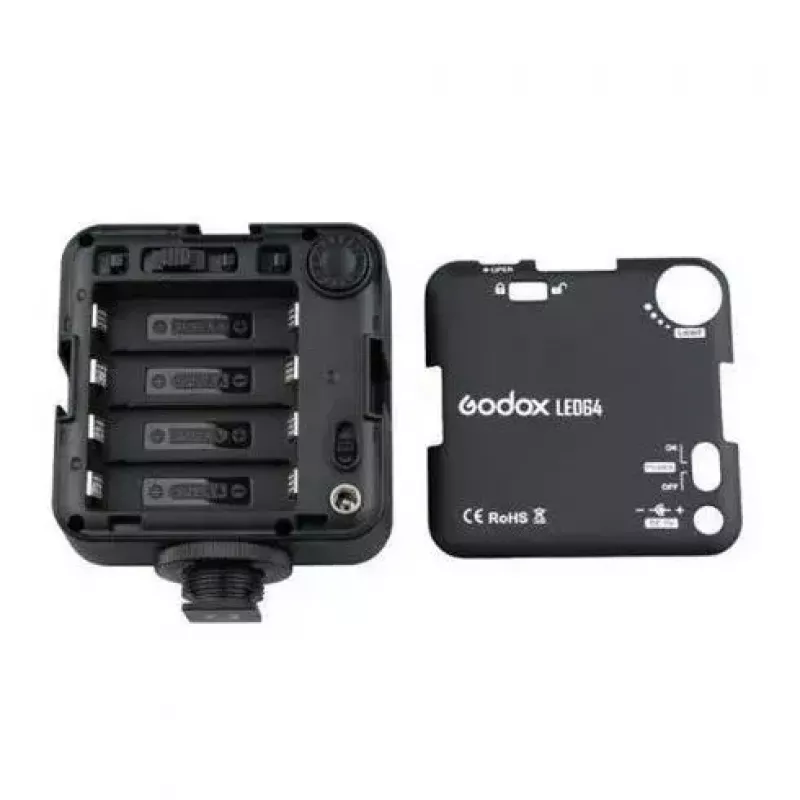 Makroblykstė Godox LED64 juoda universalaus suderinamumo 4,5 W baterija 1,5 val.