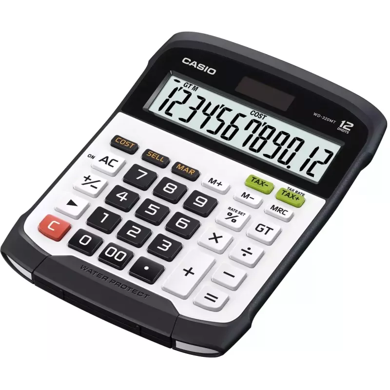 Finansinis skaičiuotuvas Casio WD-320MT Stalinis 12 skaitmenų Juoda Balta