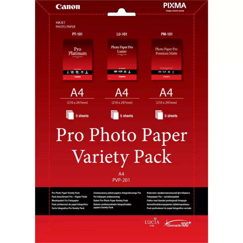 Canon PVP-201 Pro fotopopieriaus asorti rinkinys A4 - 15 lapų