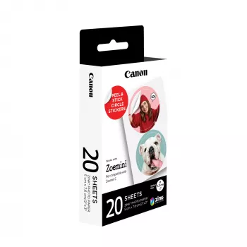 Canon ZINK™ 1,3 inch iš anksto išpjauto apskritimo lipdukų rinkinys, 20 lapų