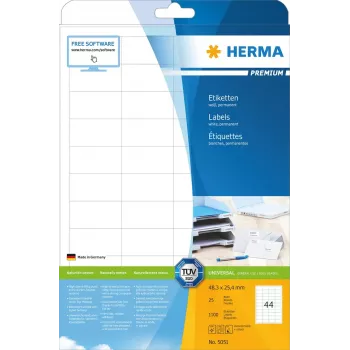 HERMA Premium A4 etiketės 48,3 x 25,4 mm 1100 vnt.
