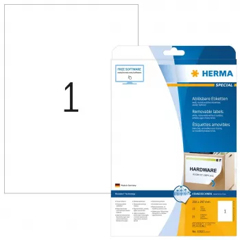 Lipnios spausdintuvo etiketės HERMA Nuimamos etiketės A4 210x297 mm baltos Movables