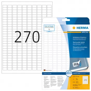 Lipnios spausdintuvo etiketės HERMA Nuimamos etiketės A4 17.8x10 mm