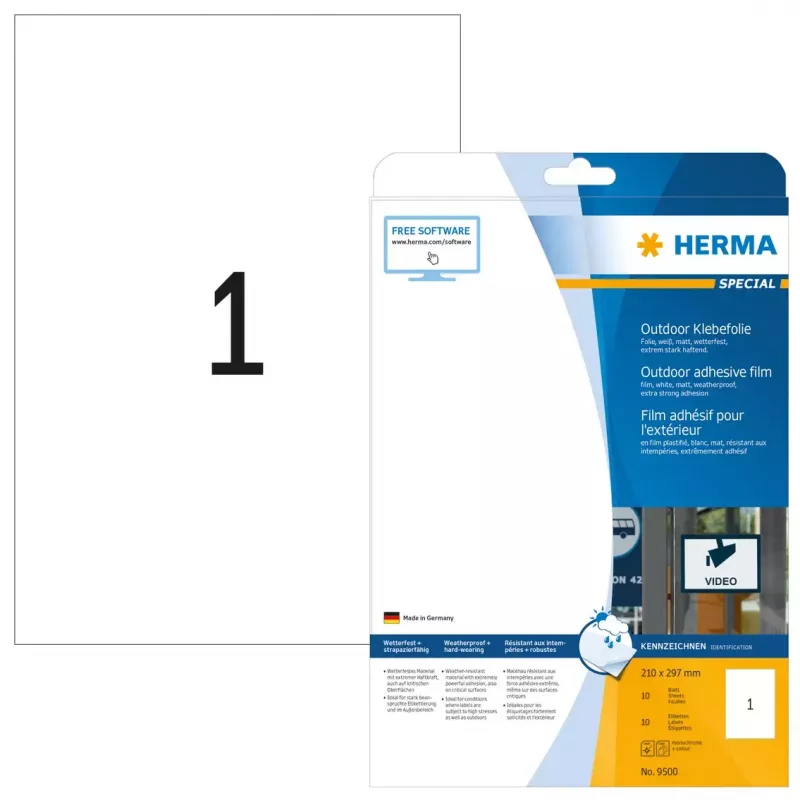 Lipnios spausdintuvo etiketės HERMA Labels A4 lauko plėvelė 210x297 mm