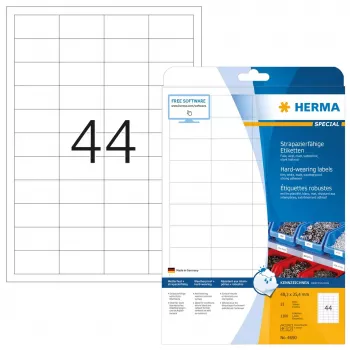 Lipnios spausdintuvo etiketės HERMA Labels dilimui atsparios A4 48,3x25,4 mm