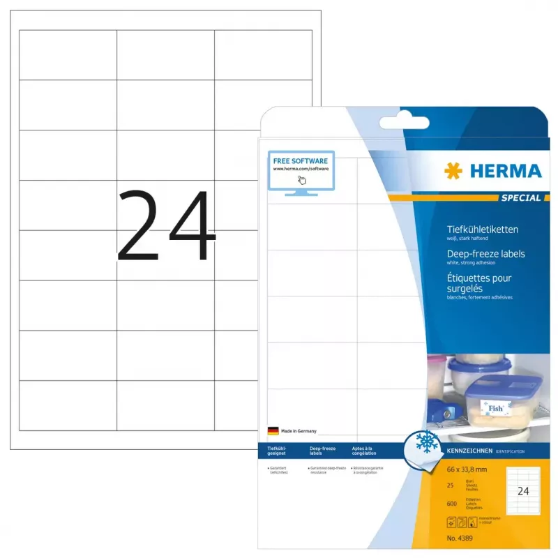 Lipnios spausdintuvų etiketės HERMA Deep-freeze 66x33,8 mm