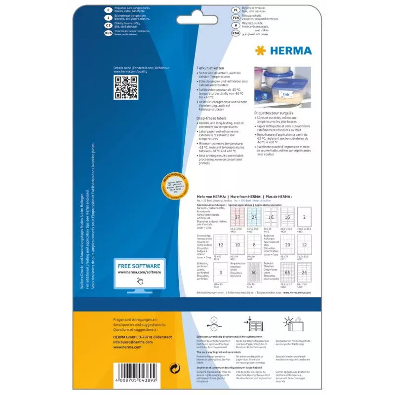 Lipnios spausdintuvų etiketės HERMA Deep-freeze 66x33,8 mm