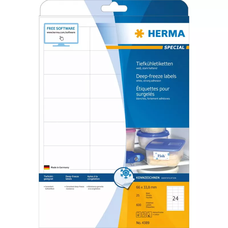Lipnios spausdintuvų etiketės HERMA Deep-freeze 66x33,8 mm