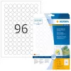 Lipnios etiketės HERMA Nuimamos A4 Ø 20 mm apvalios baltos