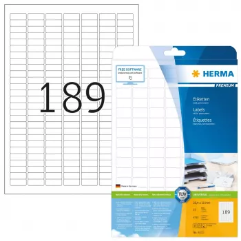 Lipnios spausdintuvo etiketės HERMA Labels Premium A4 25,4x10 mm 4725 vnt.