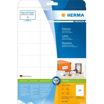 Lipnus spausdintuvo lipdukas HERMA Labels Premium A4 70x37 mm