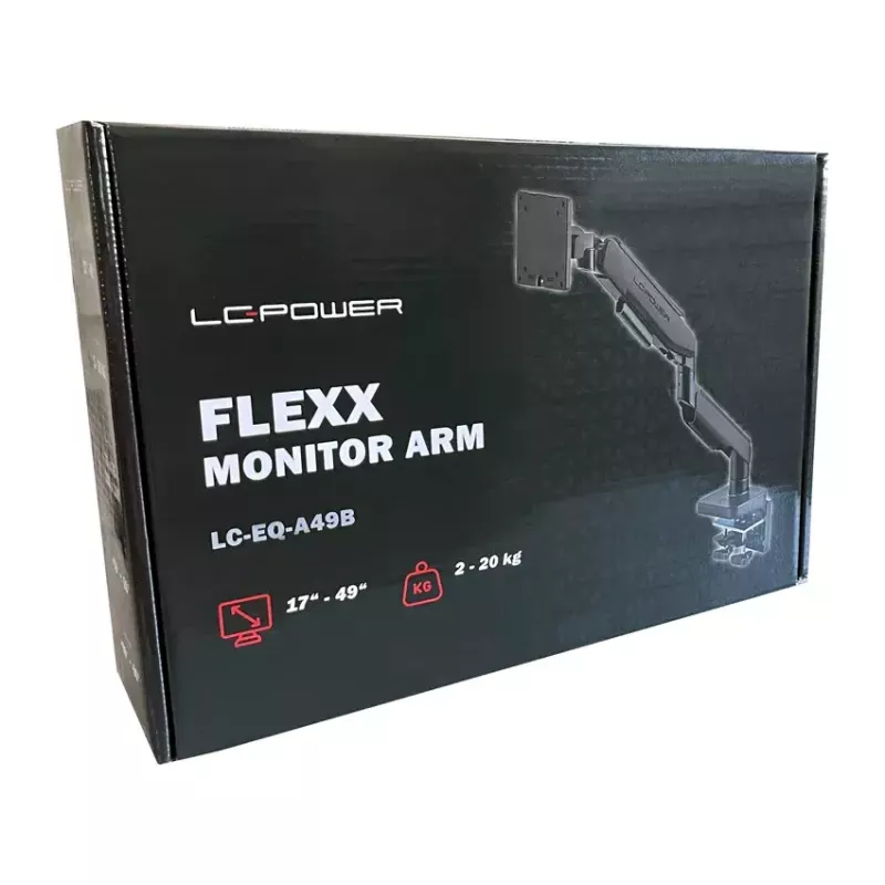 Monitoriaus laikiklis LC-Power LC-EQ-A49B 124.5 cm Juoda Spaustuvas 20 kg