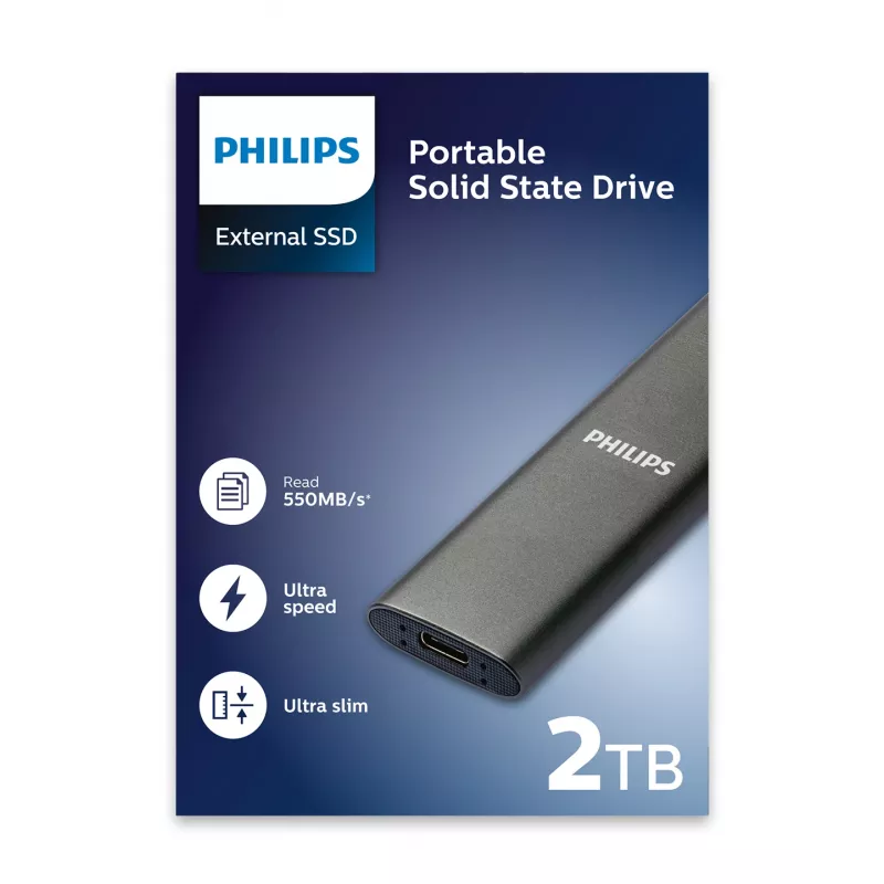 Philips FM02SS030P/00 išorinis kietojo kūno diskas 2 TB USB Type-C 3.2 Gen 1 (3.1 Gen 1) Pilka