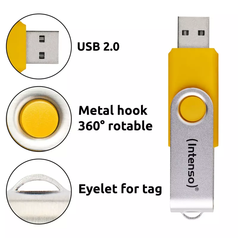 INTENSO Office Line USB atmintuko kelių vienetų pakuotė 5×64 GB, USB-A, USB 3.2 Gen 1, pasukamas, įvairiaspalvis