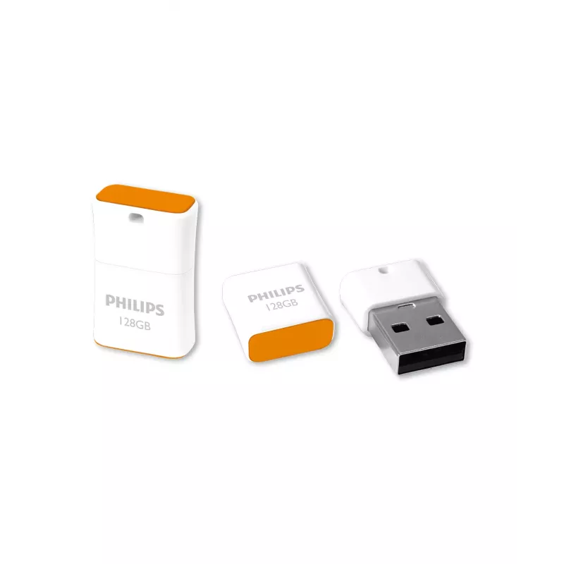 Philips Pico USB atmintukas 128 GB USB Type-A 2.0 Oranžinė, Balta