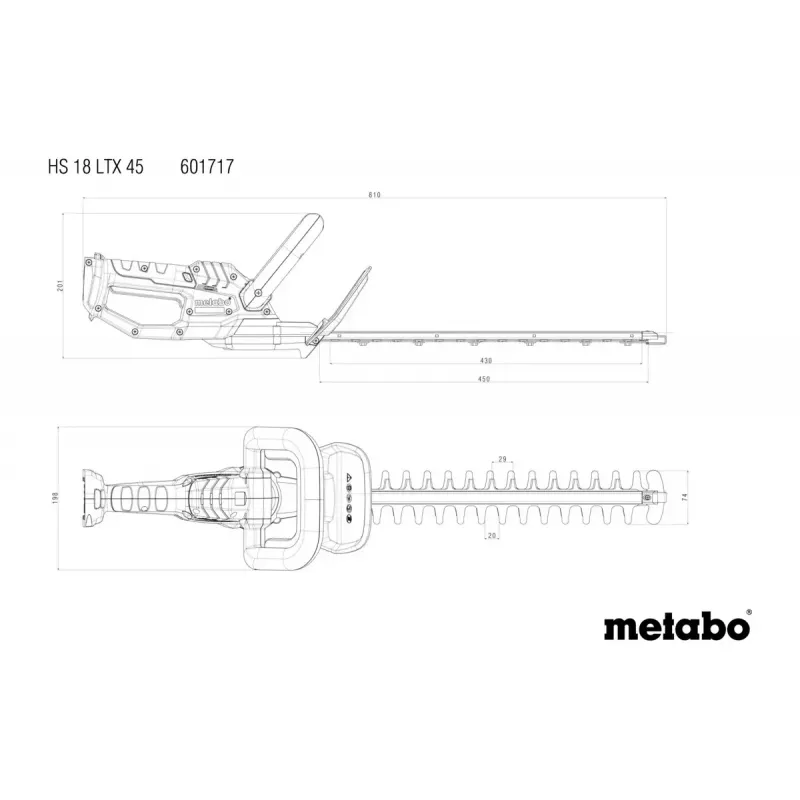 Metabo HS 18 LTX 45 Dviguba geležtė 2 kg Baterija 18 V