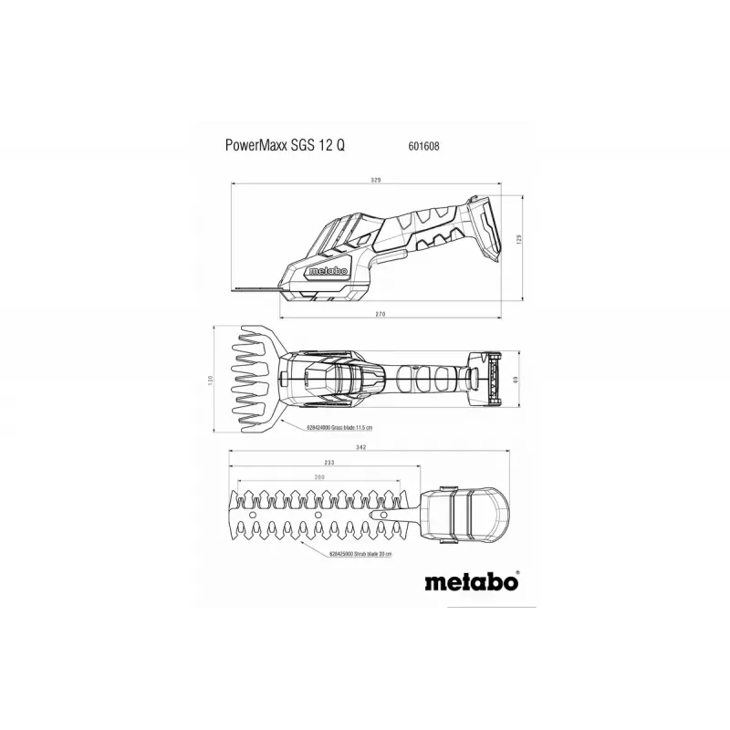Belaidė žolės žirklė Metabo POWERMAXX SGS 12 Q 12 V ličio jonų 1,15 cm