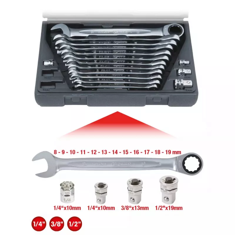 Raktų su reketu rinkinys KS Tools 503.4266